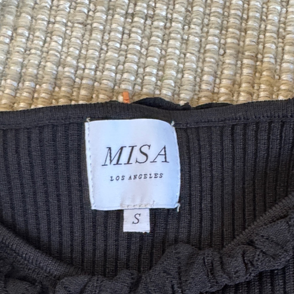 Misa Los Angeles Black Knit Crochet Dress with Cutout Details - Picture 2 of 7